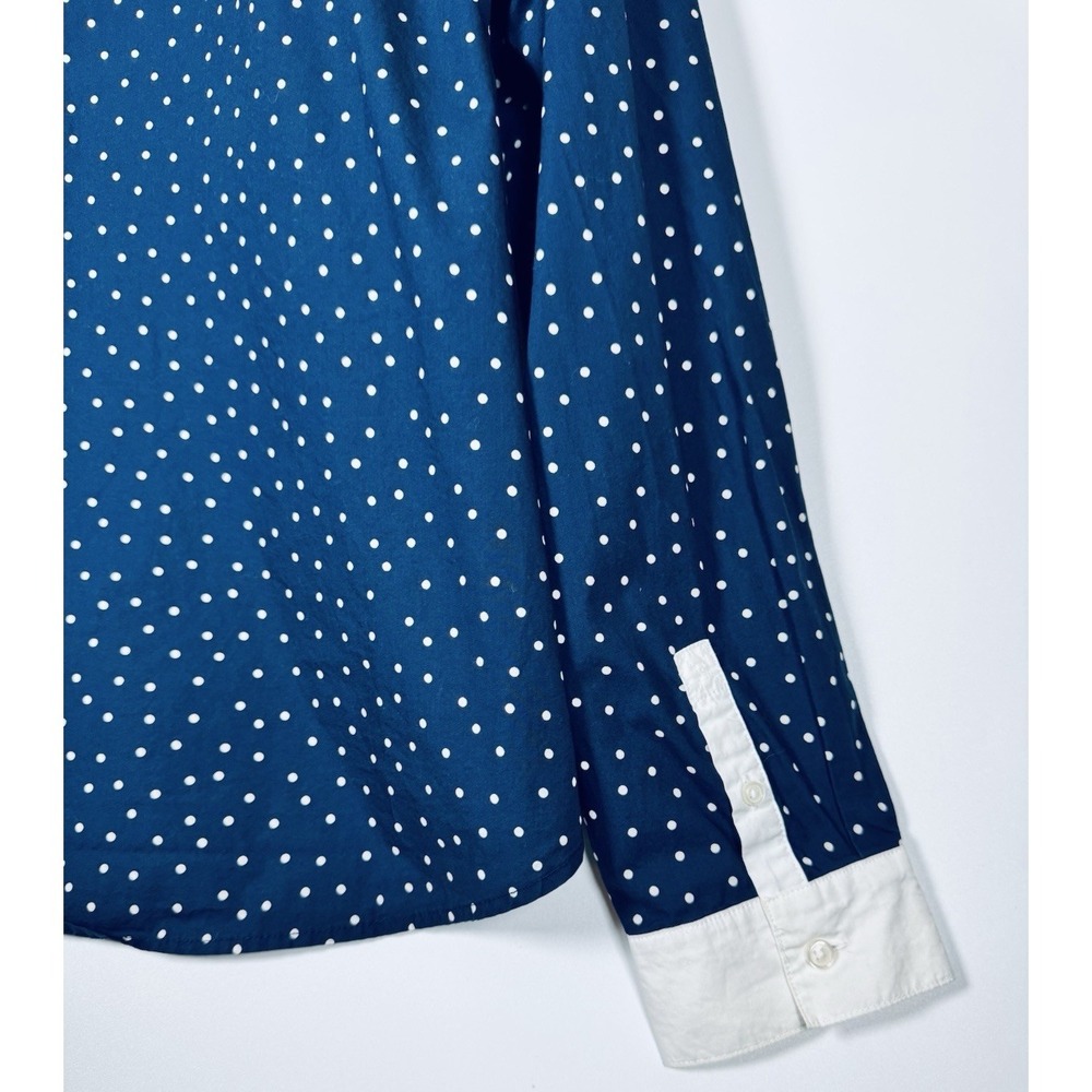 Boden Classic Shirt Women US 16 18R Blue White Polka Dot Cotton Button Up Preppy - Picture 5 of 11